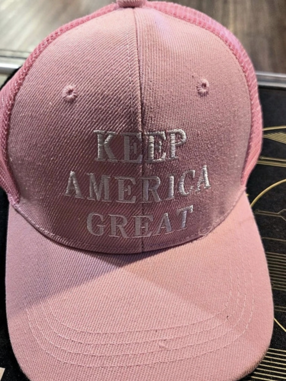 Pink Embroidered Baseball Cap